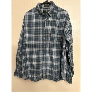 Vintage Canyon Guide Large Green Plaid Cotton Button Down Collar‎ Shirt
